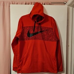 Nike Men's Red Hoodie with Black Logo